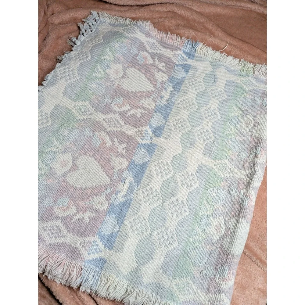 Vintage Cottagecore Nursery Throw Pastel Heart Decor Tapestry Throw Rug Pink